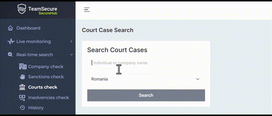 Court Docket Real-time Search